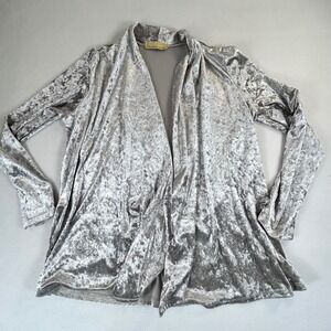How Very Loved Silver Crushed Velvet Open Front Cardigan NKT537201 Womens Medium
